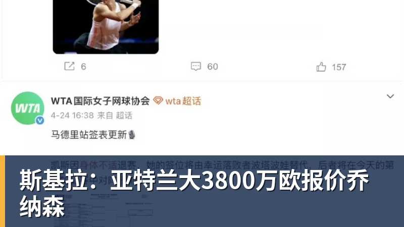 米兰体育斯基拉：亚特兰大3800万欧报价乔纳森
