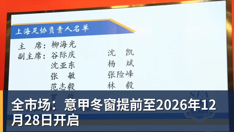 米兰体育全市场：意甲冬窗提前至2026年12月28日开启
